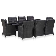 3057809 3057809 vidaXL 9 Piece Outdoor Dining Set Poly Rattan Black (4x46548+310145) Μαύρο, 1 Τεμάχιο