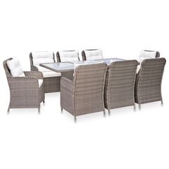 3057797 3057797 vidaXL 9 Piece Outdoor Dining Set Poly Rattan Brown (4x44148+310142) Καφέ, 1 Τεμάχιο