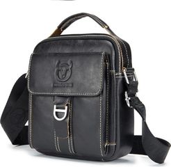 Bull Captain Δερμάτινο τσαντάκι ώμου DJB 038 μαύρο