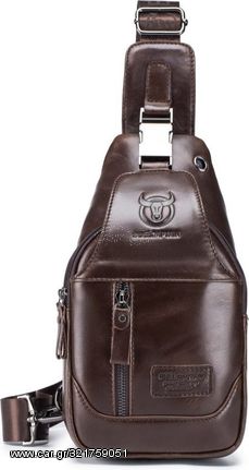 Bull Captain Δερμάτινο τσαντάκι body XB 095 σκούρο καφέ