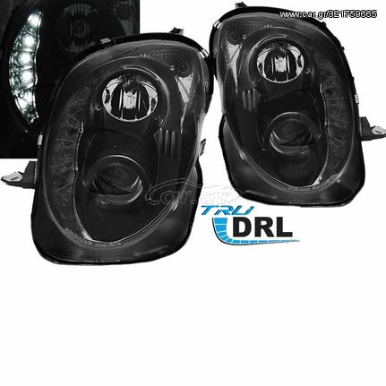 Μπροστινά Φανάρια Set Για Alfa Romeo Mito 08-19 TRU DRL Μαύρα H7/H1 With Motor Sonar