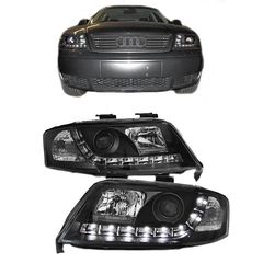 Μπροστινά Φανάρια Set Για Audi A6 4B 97-01 DRL Μαύρα H1/H1 Sonar