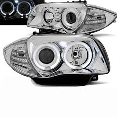 Μπροστινά Φανάρια Set Για Bmw 1 E87/E88/E81/E82 04-11 Angel Eyes & Led Χρωμίου Sonar