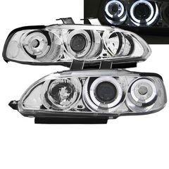 Μπροστινά Φανάρια Set Για Honda Civic 91-95 4D Angel Eyes & Led Χρωμίου H1/H1 Manual Sonar