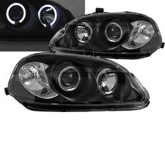 Μπροστινά Φανάρια Set Για Honda Civic 99-02 Angel Eyes Μαύρα H1/H1 Manual Sonar