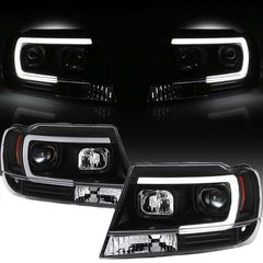 Μπροστινά Φανάρια Set Για Jeep Grand Cherokee 99-05 WJ DRL Tube Lights Μαύρα HB4/H1 Manual Sonar