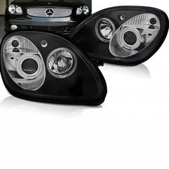 Μπροστινά Φανάρια Set Για Mercedes-Benz SLK R170 96-04 Angel Eyes Μαύρα H1/H1 Manual Sonar