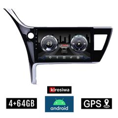 KIROSIWA 4+64GB TOYOTA COROLLA (2017 - 2019) Android οθόνη αυτοκίνητου 4GB με GPS WI-FI (ηχοσύστημα αφής 10" ιντσών OEM Youtube Playstore MP3 USB Radio Bluetooth Mirrorlink DSP 4x60W Apple Carplay And