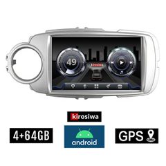 KIROSIWA 4+64GB TOYOTA YARIS (2011 - 2020) Android οθόνη αυτοκίνητου 4GB με GPS WI-FI (ηχοσύστημα αφής 9" ιντσών OEM Youtube Playstore MP3 USB Radio Bluetooth Mirrorlink ασημί, DSP 4x60W Apple Carplay