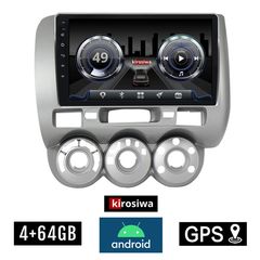 KIROSIWA 4+64GB HONDA JAZZ (2002 - 2008) Android οθόνη αυτοκίνητου 4GB με GPS WI-FI (ηχοσύστημα αφής 9" ιντσών OEM Youtube Playstore MP3 USB Radio Bluetooth Mirrorlink  DSP 4x60W Apple Carplay An