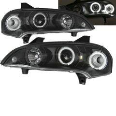 Μπροστινά Φανάρια Set Για Opel Tigra 94-00 Angel Eyes & Led Μαύρα H1/H1 Sonar