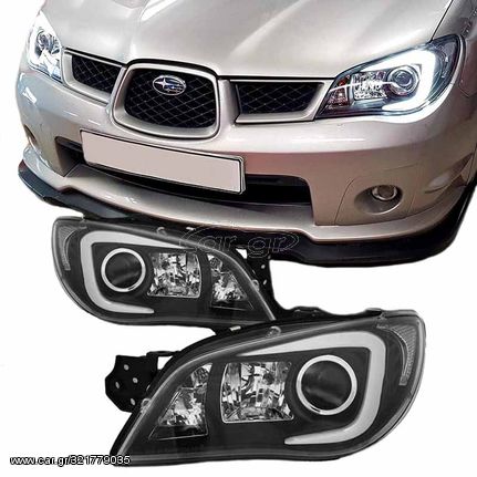 Μπροστινά Φανάρια Set Για Subaru Impreza II GD 06-07 DRL Tube Light Μάυρα H7/H1 Sonar