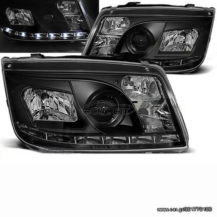 Μπροστινά Φανάρια Set Για Vw Bora 98-05 DRL Μαύρα H1/H1/H7 Sonar