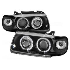 Μπροστινά Φανάρια Set Για Vw Polo 6N 94-99 Angel Eyes & Led Μαύρα H1/H1 Manual Sonar