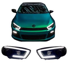 Μπροστινά Φανάρια Set Για Vw Scirocco 08-14 DRL Dynamic Μαύρα H7/H1 Με Μοτέρ Sonar