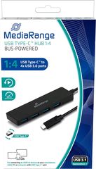 MediaRange USB Type-C(TM) to USB 3.0 hub 1:4, bus-powered, black - (MRCS508)