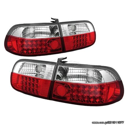 Πισινά Φανάρια Set Για Honda Civic 92-95 3D Led Κόκκινο/Crystal Sonar