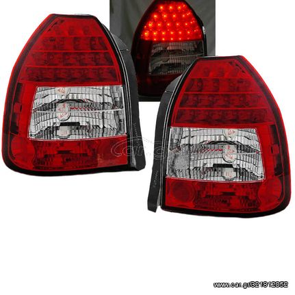Πισινά Φανάρια Set Για Honda Civic 96-01 3D Led Κόκκινο/Crystal Sonar