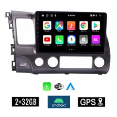 KIROSIWA 2+32GB HONDA CIVIC 4D (2006 - 2012) Android οθόνη αυτοκίνητου 2GB με GPS WI-FI (ηχοσύστημα αφής 10" ιντσών OEM Youtube Playstore MP3 USB Radio Bluetooth Mirrorlink εργοστασιακή, 4x60W, AUX) D