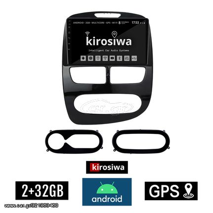 KIROSIWA 2+32GB RENAULT CLIO (2012 - 2015) Android οθόνη αυτοκίνητου 2GB με GPS WI-FI (ηχοσύστημα αφής 10" ιντσών OEM Youtube Playstore MP3 USB Radio Bluetooth Mirrorlink εργοστασιακή, 4x60W, AUX