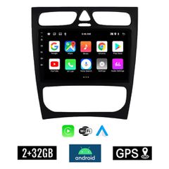 KIROSIWA 2+32GB MERCEDES C (W203) 1999-2004 Android οθόνη αυτοκίνητου 2GB με GPS WI-FI (ηχοσύστημα αφής 9" ιντσών OEM Youtube Playstore MP3 USB Radio Bluetooth Mirrorlink εργοστασιακή, 4x60W, Benz) RX