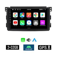 KIROSIWA 2+32GB SMART 451 (2007-2010) Android οθόνη αυτοκίνητου 2GB με GPS WI-FI (ηχοσύστημα αφής 9" ιντσών OEM Youtube Playstore MP3 USB Bluetooth Mirrorlink fortwo 4x60W Radio) RX-9516