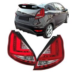 Πισινά Φανάρια Set Για Ford Fiesta 08-12 Led Bar Κόκκινο/Crystal JunYan