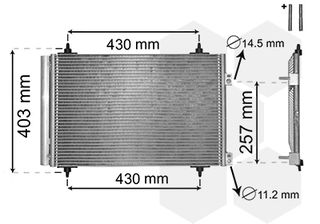 Συμπυκνωτής CITROEN BERLINGO 08-/C4 I-II 04-/DS4/DS5, PEUGEOT 307 09/04-08/308 08-14/3008 09-16/5008 09-17/PARTNER TEPEE 10- - 09005231