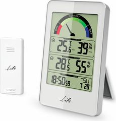 LIFE MONSOON WEATHER STATION WITH WIRELESS OUTDOOR SENSOR CLOCK, WHITE COLOR - (221-0026)