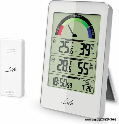 LIFE MONSOON WEATHER STATION WITH WIRELESS OUTDOOR SENSOR CLOCK, WHITE COLOR - (221-0026)