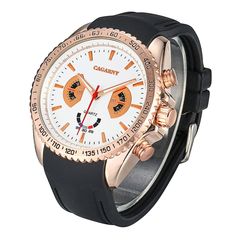 CAGARNY 6827 Fashionable Majestic  Student Quartz Sport Wrist Watch with Silicone Band for Men(Rose Gold Case White Window) (CAGARNY)
