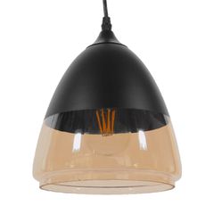 GLOBOSTAR® OLIVER 10001231 Vintage Κρεμαστό Φωτιστικό Οροφής με Ντουί 1 x E27 AC 220-240V IP20 - Μαύρο & Μελί - Μ20 x Π20 x Υ21cm