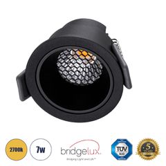 GLOBOSTAR® PLUTO-S 60251 Χωνευτό Downlight Σποτ με Honeycomb Anti Glare Reflector LED 7W 875lm 38° AC 220-240V IP20 Θερμό Λευκό 2700K - Bridgelux COB Chip & TÜV SÜD Driver - Μαύρο Ματ - Μ6.4 x Π6.4 x