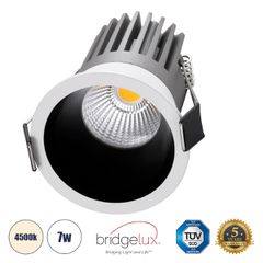 GLOBOSTAR® MICRO-B 60240 Χωνευτό Downlight Σποτ LED 7W 910lm 38° AC 220-240V IP20 Φυσικό Λευκό 4500K - Bridgelux COB Chip & TÜV SÜD Driver - Λευκό & Μαύρο Ματ - Μ6 x Π6 x Υ7.8cm / Q5cm - 5 Χρόνια Εγγύ