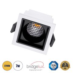 GLOBOSTAR® PLUTO-S 60265 Χωνευτό Downlight Σποτ με Honeycomb Anti Glare Reflector LED 7W 875lm 38° AC 220-240V IP20 Θερμό Λευκό 2700K - Bridgelux COB Chip & TÜV SÜD Driver - Λευκό & Μαύρο Ματ - Μ6.4 x