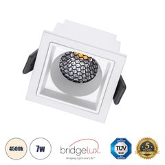 GLOBOSTAR® PLUTO-S 60266 Χωνευτό Downlight Σποτ με Honeycomb Anti Glare Reflector LED 7W 910lm 38° AC 220-240V IP20 Φυσικό Λευκό 4500K - Bridgelux COB Chip & TÜV SÜD Driver - Λευκό Ματ - Μ6.4 x Π6.4 x