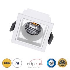 GLOBOSTAR® PLUTO-S 60267 Χωνευτό Downlight Σποτ με Honeycomb Anti Glare Reflector LED 7W 875lm 38° AC 220-240V IP20 Θερμό Λευκό 2700K - Bridgelux COB Chip & TÜV SÜD Driver - Λευκό Ματ - Μ6.4 x Π6.4 x