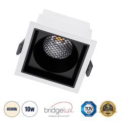 GLOBOSTAR® PLUTO-M 60270 Χωνευτό Downlight Σποτ με Honeycomb Anti Glare Reflector LED 10W 1300lm 38° AC 220-240V IP20 Φυσικό Λευκό 4500K - Bridgelux COB Chip & TÜV SÜD Driver - Λευκό & Μαύρο Ματ - Μ8.
