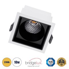 GLOBOSTAR® PLUTO-M 60271 Χωνευτό Downlight Σποτ με Honeycomb Anti Glare Reflector LED 10W 1250lm 38° AC 220-240V IP20 Θερμό Λευκό 2700K - Bridgelux COB Chip & TÜV SÜD Driver - Λευκό & Μαύρο Ματ - Μ8.4