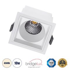 GLOBOSTAR® PLUTO-M 60272 Χωνευτό Downlight Σποτ με Honeycomb Anti Glare Reflector LED 10W 1300lm 38° AC 220-240V IP20 Φυσικό Λευκό 4500K - Bridgelux COB Chip & TÜV SÜD Driver - Λευκό Ματ - Μ8.4 x Π8.4