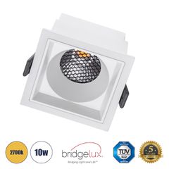 GLOBOSTAR® PLUTO-M 60273 Χωνευτό Downlight Σποτ με Honeycomb Anti Glare Reflector LED 10W 1250lm 38° AC 220-240V IP20 Θερμό Λευκό 2700K - Bridgelux COB Chip & TÜV SÜD Driver - Λευκό Ματ - Μ8.4 x Π8.4