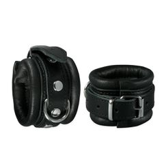 Kiotos Leather Handcuffs Black - 5 cm