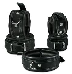Leather Anklecuffs Black - 5 cm-thumb-2
