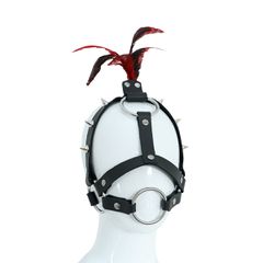 Kiotos Leather Head Spiked Harness with Feather