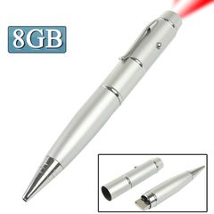 3 in 1 Laser Pen Style USB Flash Disk, Silver (8GB)(Silver)