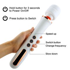 Stimulator - Wand Massager Super Powerful USB Black 10 Function-thumb-2