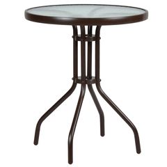 Τραπέζι "LIMA NEW" από μέταλλο/γυαλί σε χρώμα καφέ Φ60x70 Βάρος (kg): 15 Πλάτος στημένο: