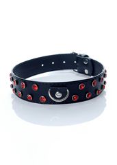 Fetish BDSM Κολάρο με Κόκκινους Κρυστάλους - 3 cm