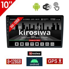 8GB ηχοσύστημα Kirosiwa με οθόνη αφής 10" ιντσών, Android και Ελληνικό GPS (8+128GB WI-FI DSP Youtube USB 2-DIN αυτοκινήτου πλοηγός MP3 MP5 Bluetooth Mirrorlink 4x60W Universal Apple CarPlay Andr