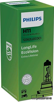 PHILIPS H11 12V 55W PGj19-2 LongerLife ECOVision (12362LLECOC1) 1τμχ